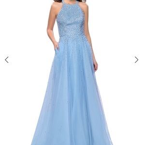 La Femme High Neck Prom Dress